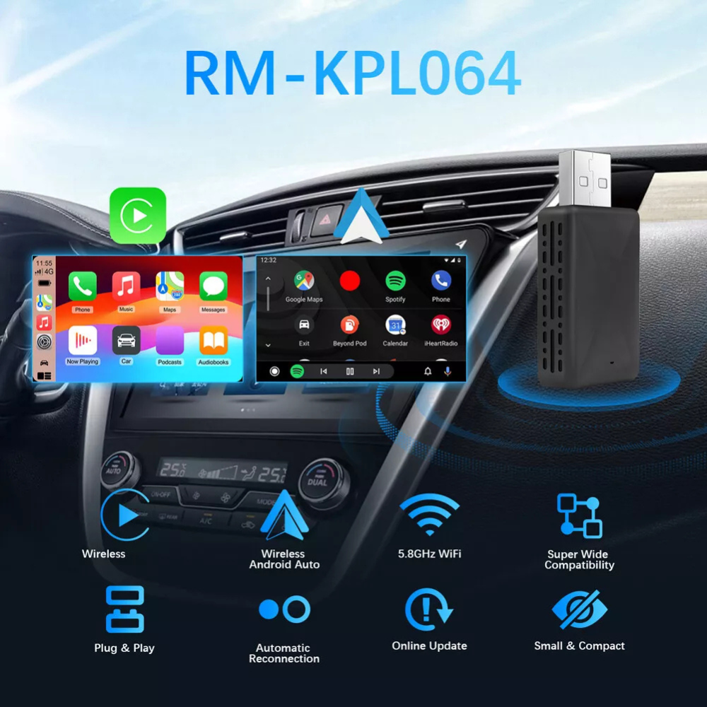 2-in-1 wireless CarPlay/Android Auto Adapter